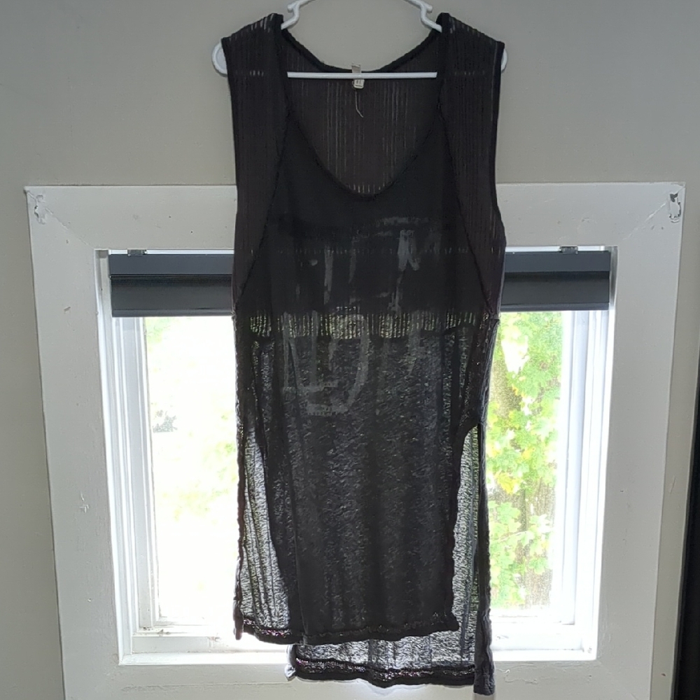 Free People Black Sheer Tunic Top